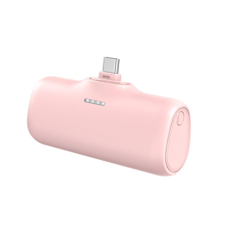 Compact 5000mAh Portable Charger with Built-in USB-C Connector - Ideal for iPhone 16/15, Samsung, and Google Pixel
