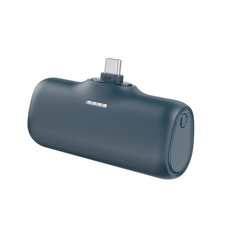 Compact 5000mAh Portable Charger with Built-in USB-C Connector - Ideal for iPhone 16/15, Samsung, and Google Pixel